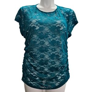 NEW Torrid Lace Top Womens Size 2X Turquoise Stretch Floral Torrid Si…